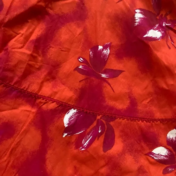 Designer Kenzo Jungle Kids Red Floral Poplin Dress EUC Sz 6